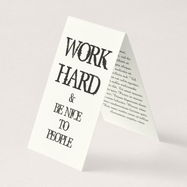 Work Hard and Be nice to People motivation quote Business Card (Front)