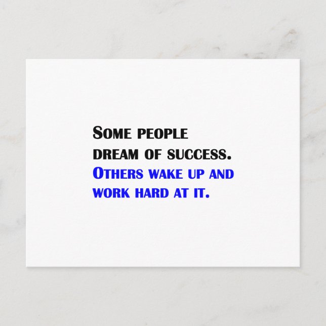 Work Hard At Success Postcard (Front)
