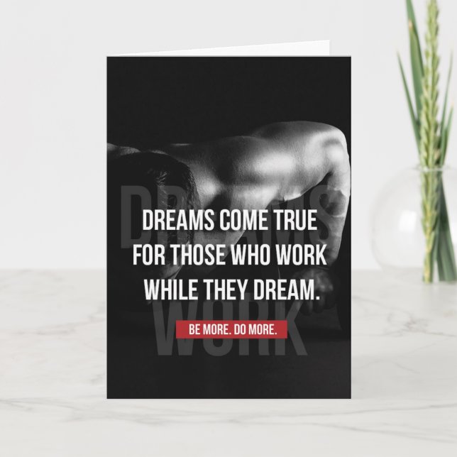 Work Hard - Dreams Come True - Gym Motivational Card (Front)