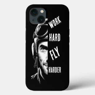 WORK hard, Fly Harder, Pilot,Comic iPhone 13 Case