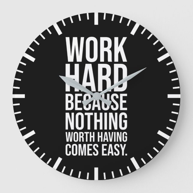 Work Hard - Gym, Hustle, Success, Motivational Large Clock (Front)