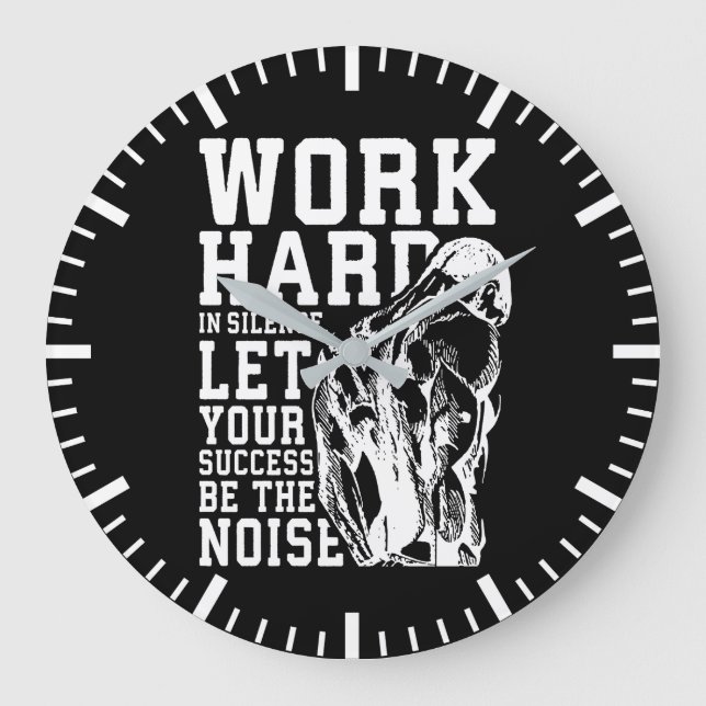 Work Hard In Silence - Gym, Workout, Bodybuilding Large Clock (Front)
