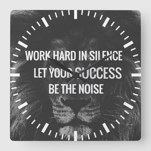 Work Hard In Silence - Motivational Square Wall Clock (Front)