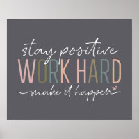 Work Hard Make It Happen Motivational Office