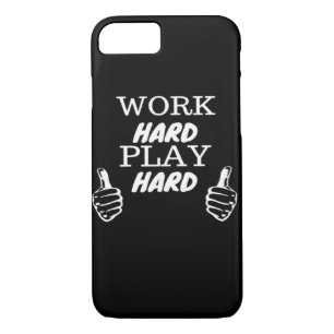 Work Hard Play Hard Black Background Fitted V-Neck iPhone 8/7 Case