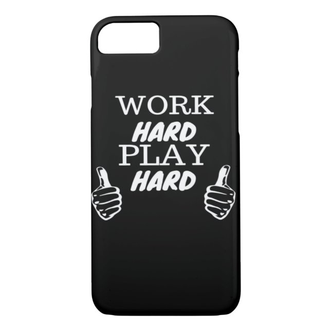 Work Hard Play Hard Black Background Fitted V-Neck Case-Mate iPhone Case (Back)