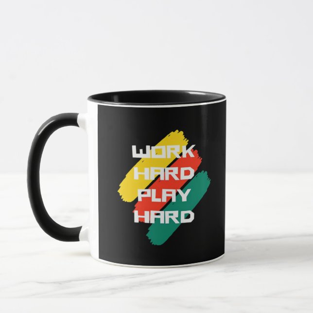 Work Hard Play Hard Cool Design Classic Mug (Left)