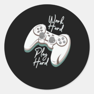 Work Hard Play Hard Essential Funny Classic Round Sticker