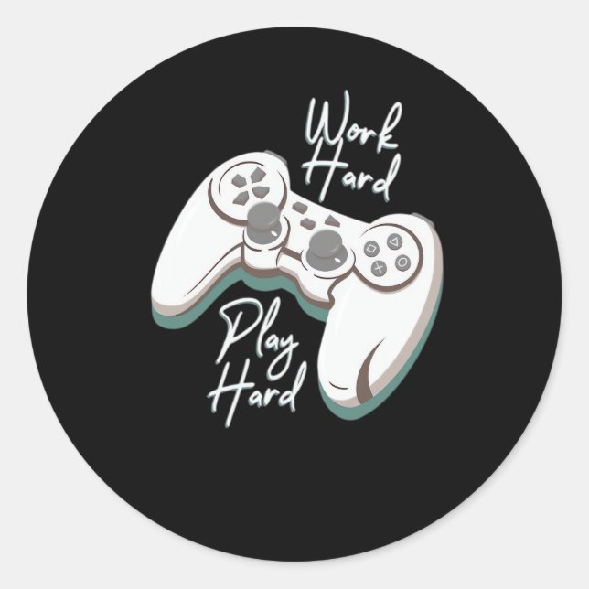 Work Hard Play Hard Essential Funny Classic Round Sticker (Front)