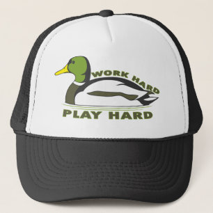 Work Hard Play Hard Mallard Duck Trucker Hat