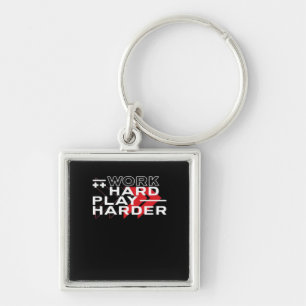 Work Hard Play Hard Motivational Gaming Hustling C Key Ring