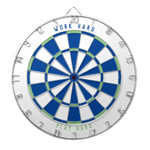 "WORK HARD PLAY HARD" Office Game Room Blue/Green  Dartboard