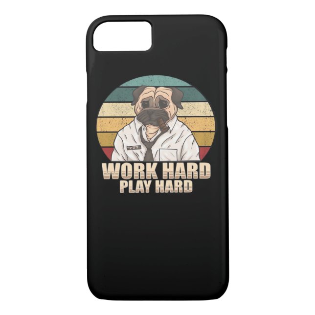 Work Hard Play Hard Pug Classic Case-Mate iPhone Case (Back)