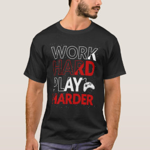 Work Hard Play Harder Gamer Pyjamas 2020 Christmas T-Shirt