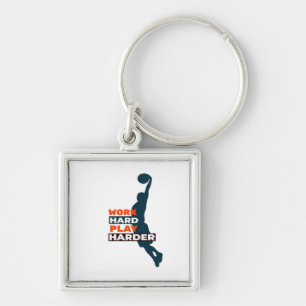 Work Hard Play So Hard Basketball Player Classic Key Ring