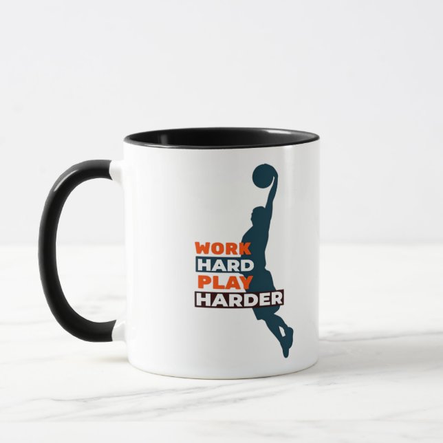 Work Hard Play So Hard Basketball Player Classic Mug (Left)