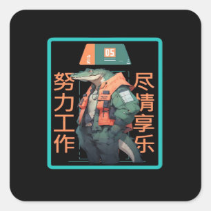 Work Hard Play so Hard Crocodile Square Sticker