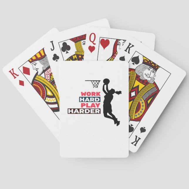 Work Hard Play So Hard Female Basketball Player Cl Playing Cards (Back)