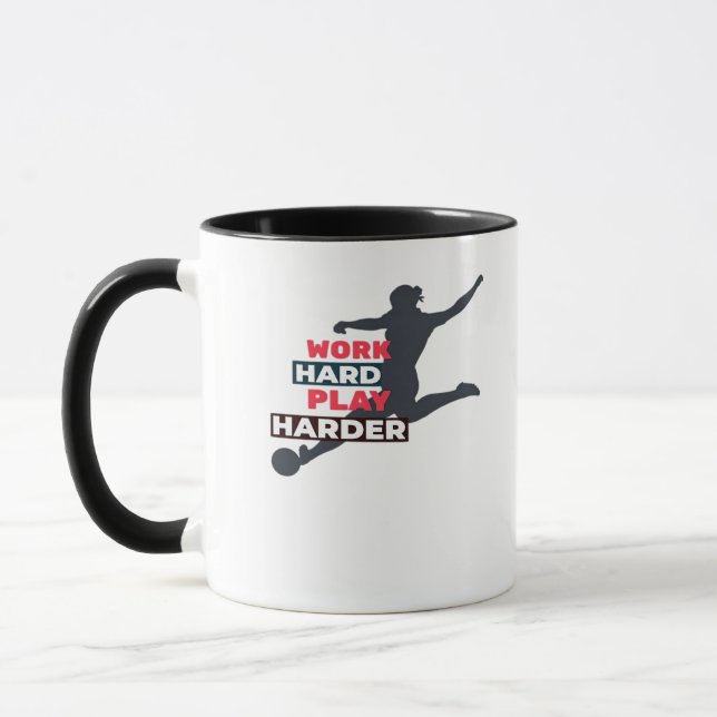 Work Hard Play So Hard Female Soccer Player Classi Mug (Left)
