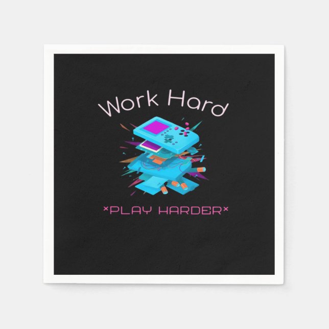 Work Hard Play So Hard Funny Quote Napkin (Front)