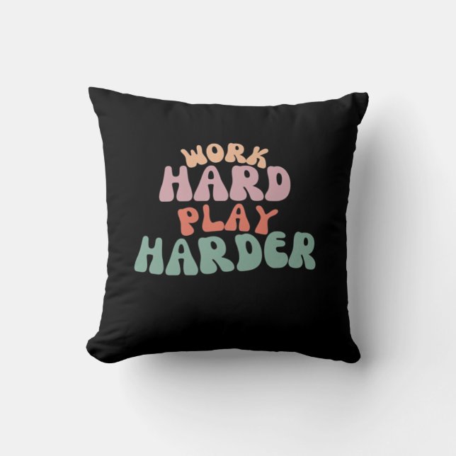 Work Hard Play So Hard Funny Sloth Cushion (Front)