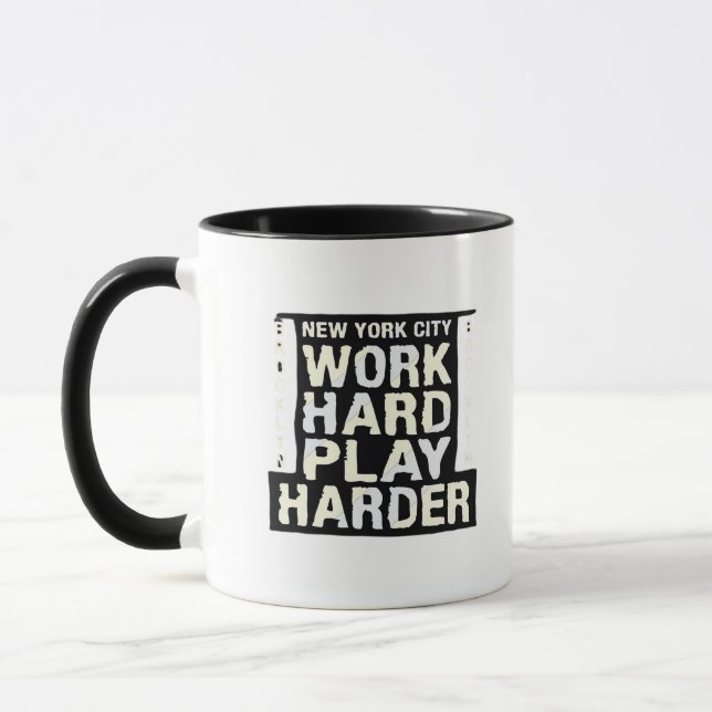 Work Hard Play So Hard- Labour Day Funny and Vinta Mug (Left)