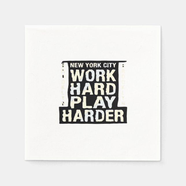 Work Hard Play So Hard- Labour Day Funny and Vinta Napkin (Front)