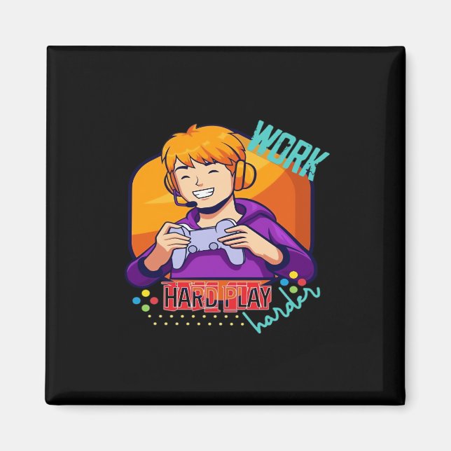 Work Hard Play So Hard Motivational Quote Magnet (Front)