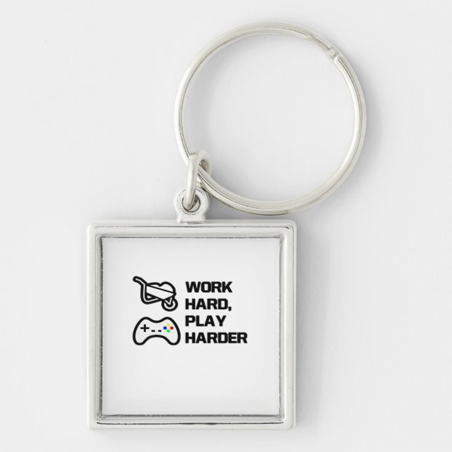 Work Hard, Play So Hard Statement Design Classic Key Ring (Front)