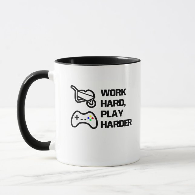 Work Hard, Play So Hard Statement Design Classic Mug (Left)