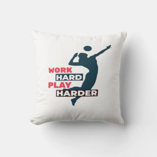 Work Hard Play So Hard Volleyball Player Classic Cushion