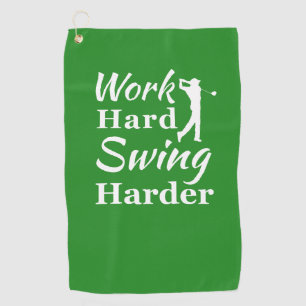 Work Hard Swing Harder Funny Golf Theme Towel