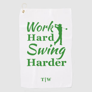 Work Hard Swing Harder Funny Golf Theme Towel