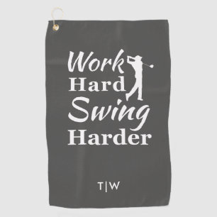 Work Hard Swing Harder Funny Golf Theme Towel