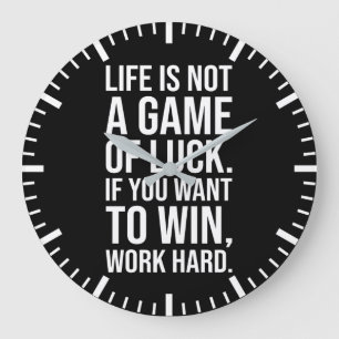 Work Hard To Win - Gym, Hustle, Success, Motivatio Large Clock