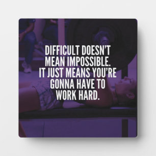 Work Hard - Women's Workout Motivational Plaque