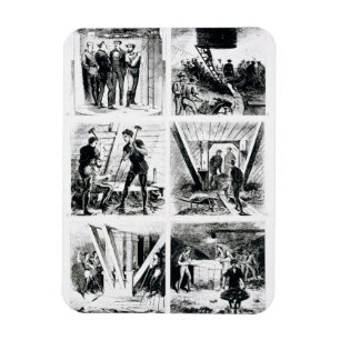 Work inside the caissons, constucting Brooklyn Bri Magnet