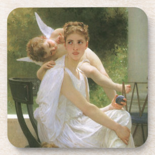 Work Interrupted by Bouguereau, Angel Portrait Coaster