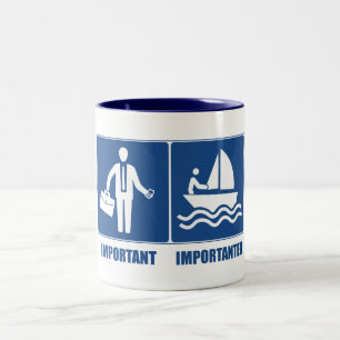 Work Is Important, Sailing Is Importanter Two-Tone Coffee Mug