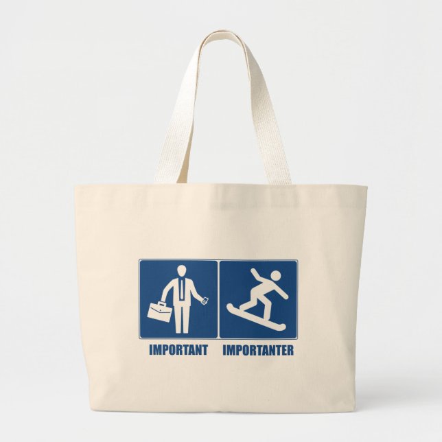 Work Is Important, Snowboarding Is Importanter Large Tote Bag (Front)