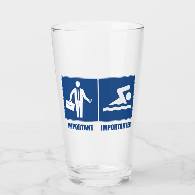 Work Is Important, Swimming Is Importanter Glass (Front)