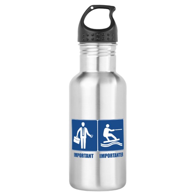 Work Is Important, Wakeboarding Is Importanter 532 Ml Water Bottle (Front)