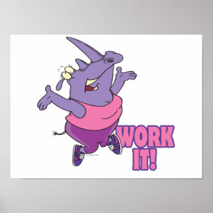 work it funny fitness workout rhino poster