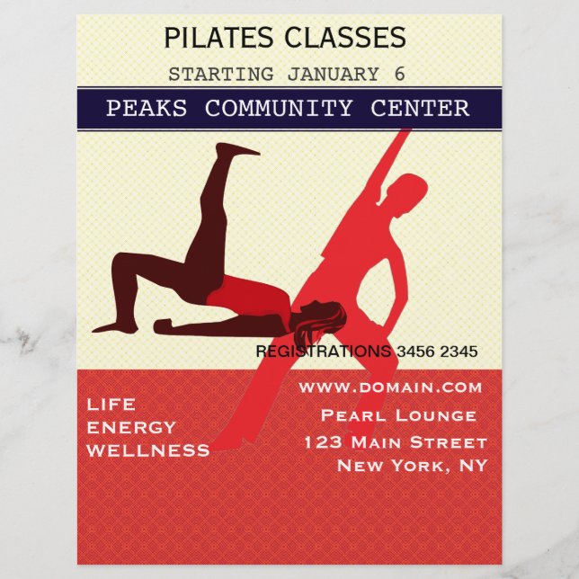 Work It Out! Pilates Yoga Exercise Workout Flyer (Front)