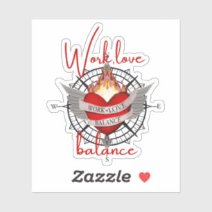 Work, life balance in red script lettering