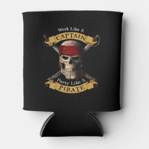 Work Like A Captain Party Like A Pirate Skull Joll Can Cooler