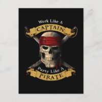 Work Like A Captain Party Like A Pirate Skull Joll