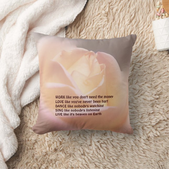 Work Love Dance Soft Rose Inspirational Quote  Cushion (Blanket)
