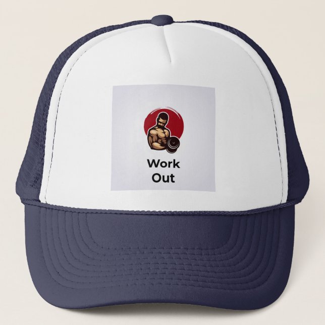 Work Out trucker hat for sale. (Front)