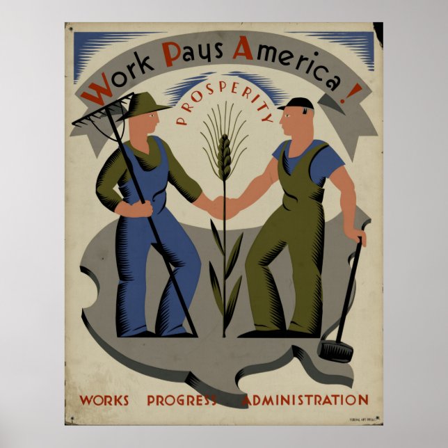 Work Pays America 1939 WPA Vintage Poster (Front)